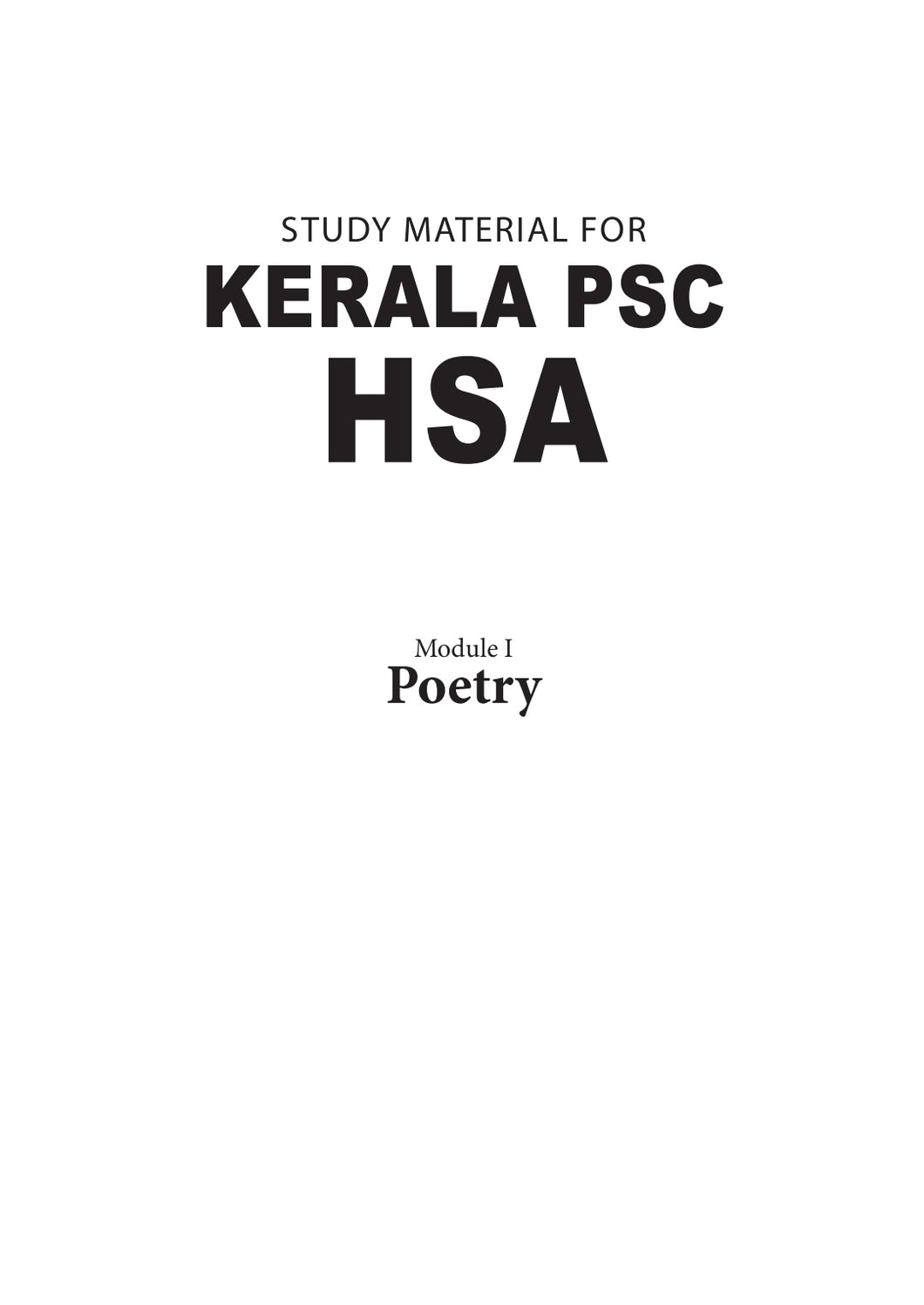Study Material for Kerala PSC HSA Module 1: Poetry